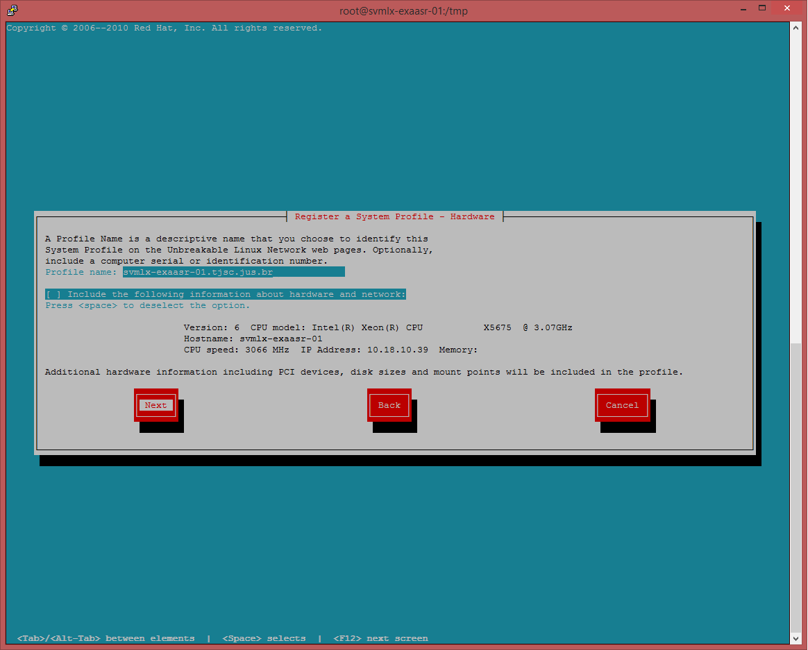 Setup uln_register, server hardware